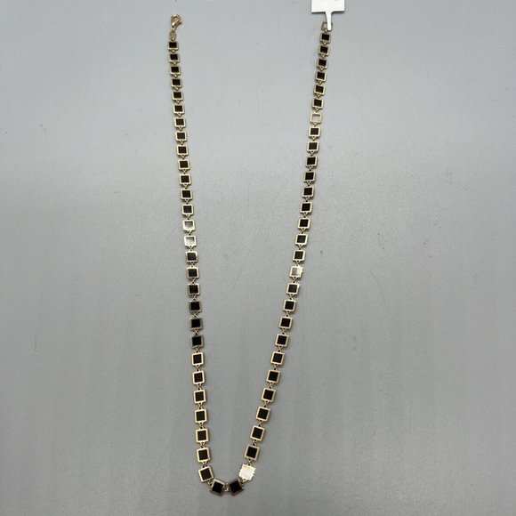 The Lovery 14k Yellow Gold Square Necklace In Onyx And Gold - Picture 4 of 11